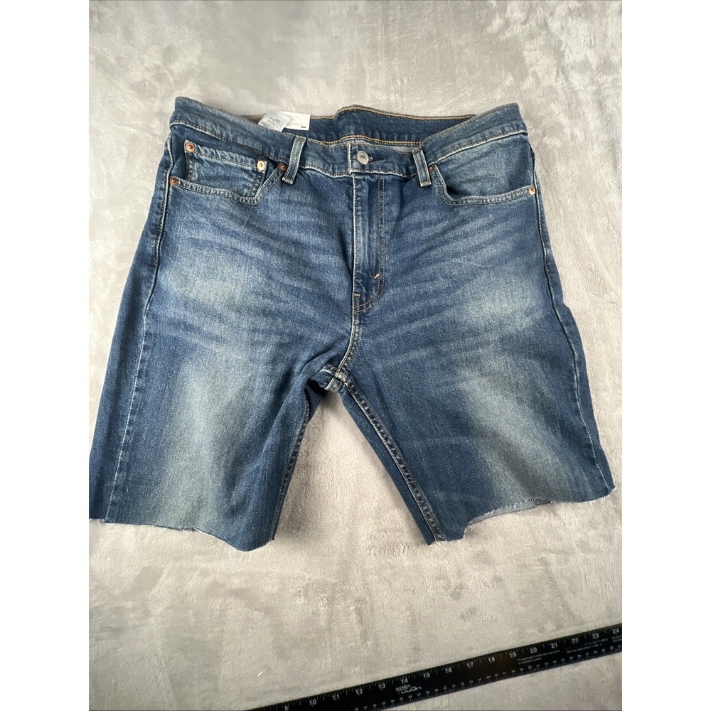 Levi's 511 Slim Fit Denim Shorts‎ Mens 36 Blue Cutoff Raw Hem Stretch